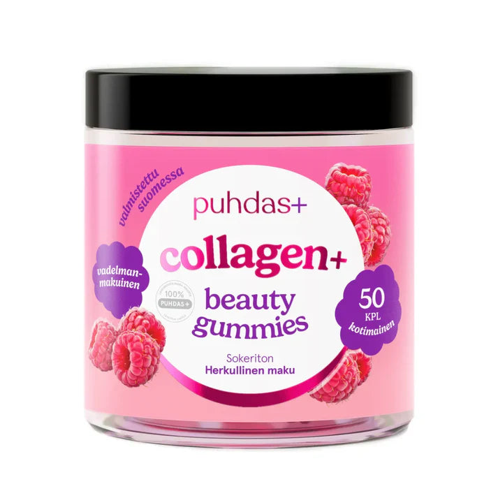 Puhdas+ Collagen + Beauty Gummies, vadelma 50 kpl