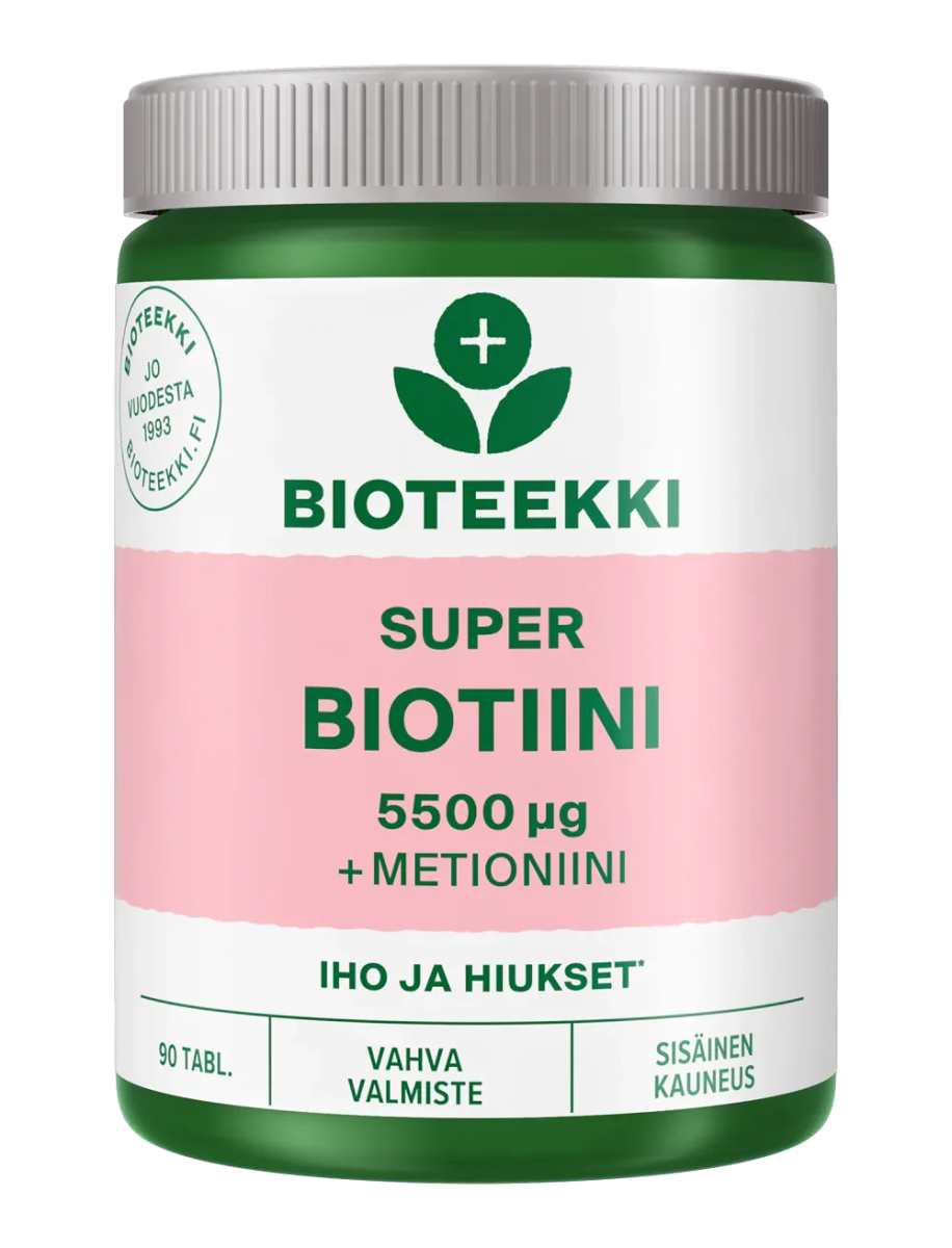 Bioteekki Super Biotiini (+Metioniini) 5500 ug - Apteekki 360 Helsinki - Verkkoapteekki