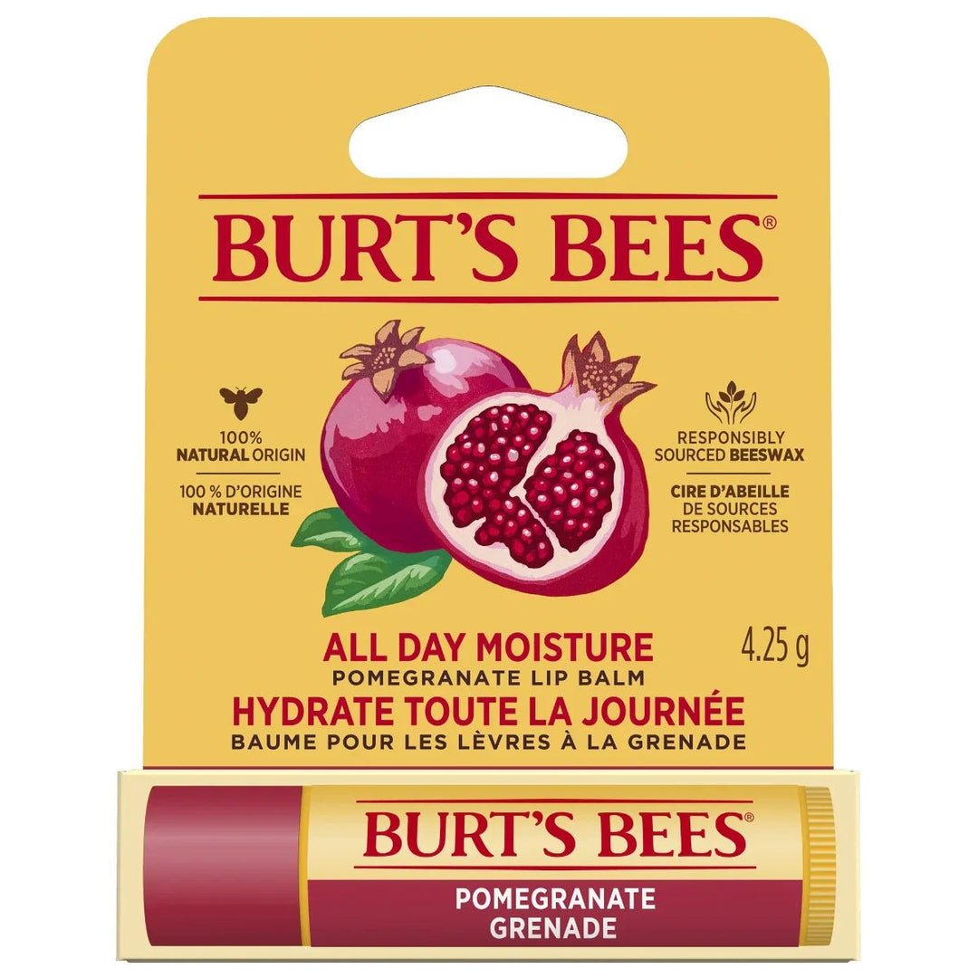 Burts Bees Lip Balm Pomegranate 4,25 g - Luonnollinen huulivoide punaherukalla, kosteuttava hoitoaine
