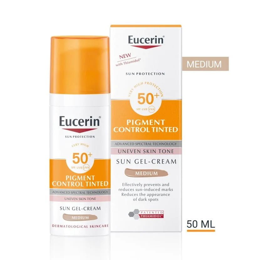 Eucerin Sun Pigment Control Tinted Medium SPF50+ ehkäisee hyperpigmentaatiota