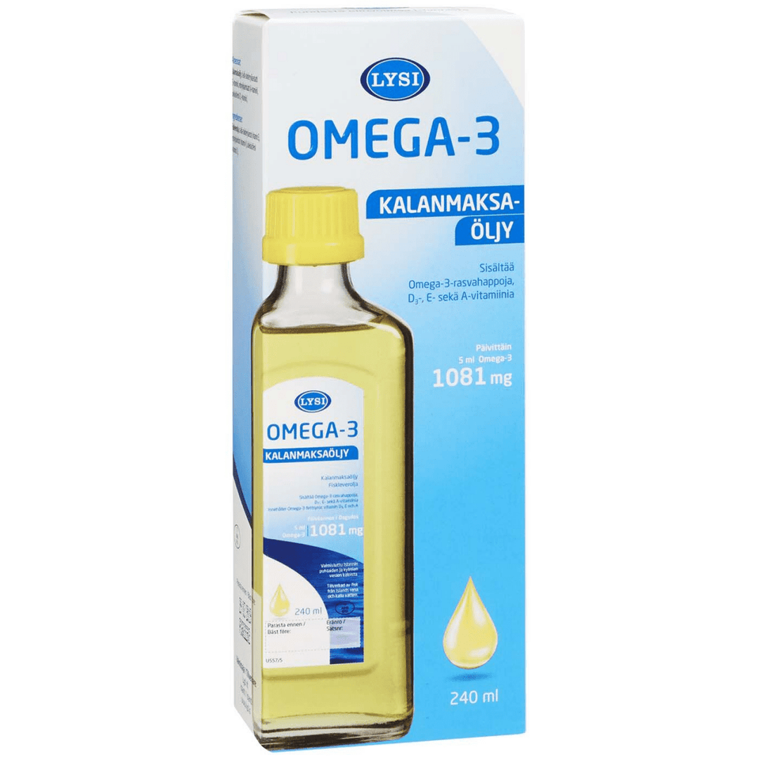 Tuotekuvaus: Lysi Kalanmaksaöljy, runsaasti omega-3 rasvahappoja ja vitamiineja