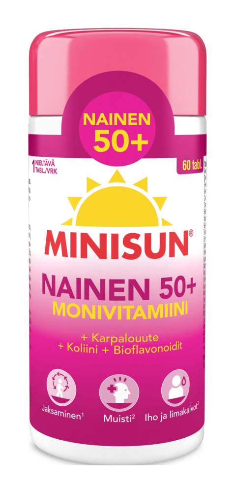 Monivitamiinivalmiste naisille yli 50-vuotiaille, sisältää 60 tablettia