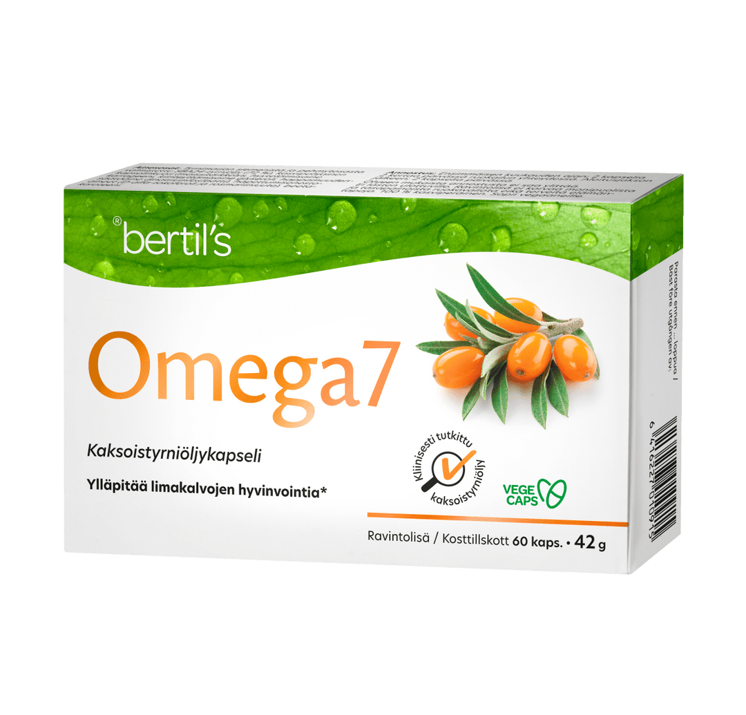 Omega7 Tyrniöljy - Kaksoistyrniöljykapseli ravitsee ja uudistaa limakalvoja ja ihoa