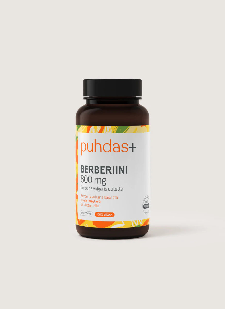 Puhdas+ Berberiini 800 mg 60 vegekaps - Luonnollinen lisäravinne kapseleina
