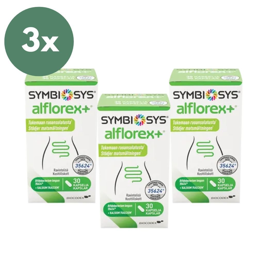 Symbiosys Alflorex+ 3x30 kaps - probiootteja vahvistamaan suoliston terveyttä ja tasapainoa