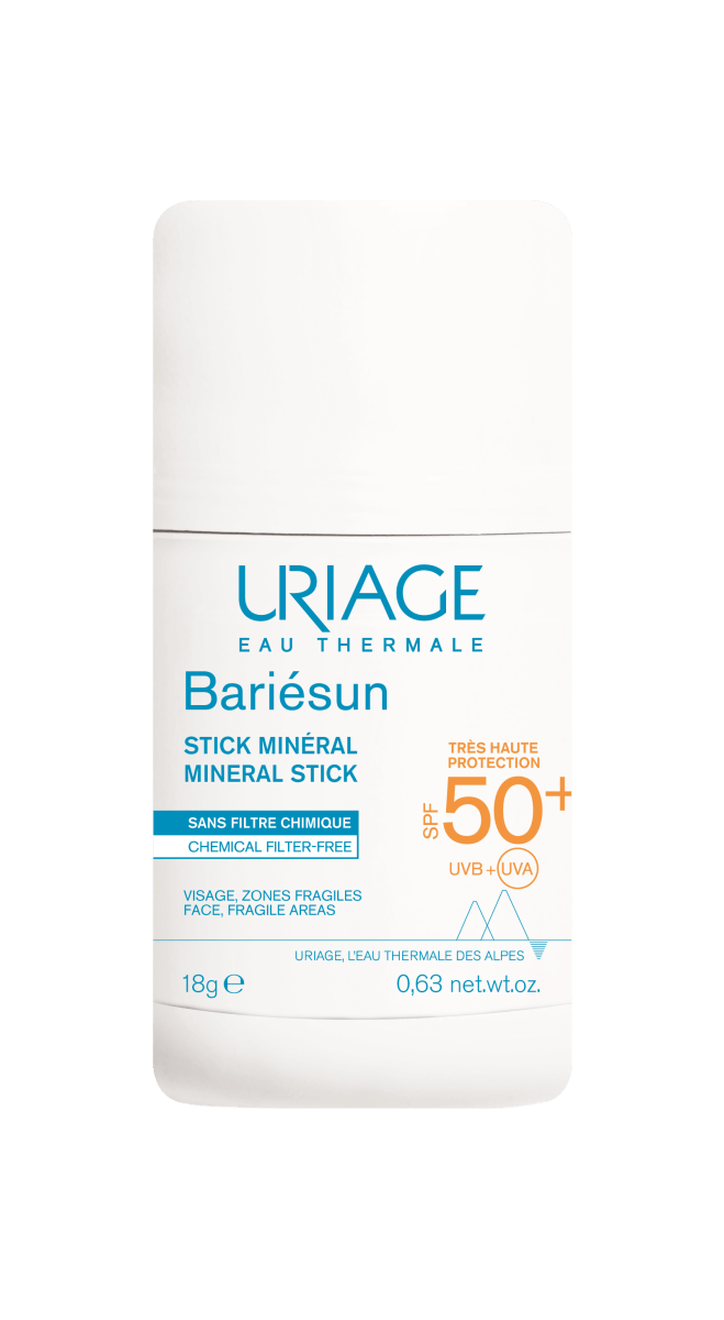 Uriage Bariesun SPF50+ Mineral Stick 18 g - aurinkosuojaava mineraalipuikko, joka sopii herkälle iholle