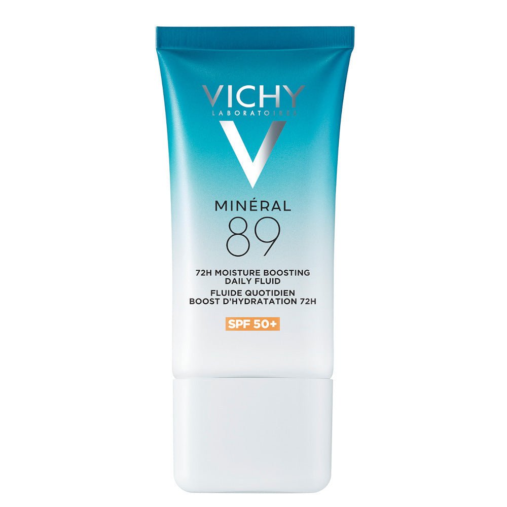 Vichy Minéral 89 päivittäinen UV-fluidi SPF50+ 50 ml -tuotteen kuva, joka tarjoaa tehokkaan suojan auringon UV-säteilyä vastaan päivittäiseen käyttöön
