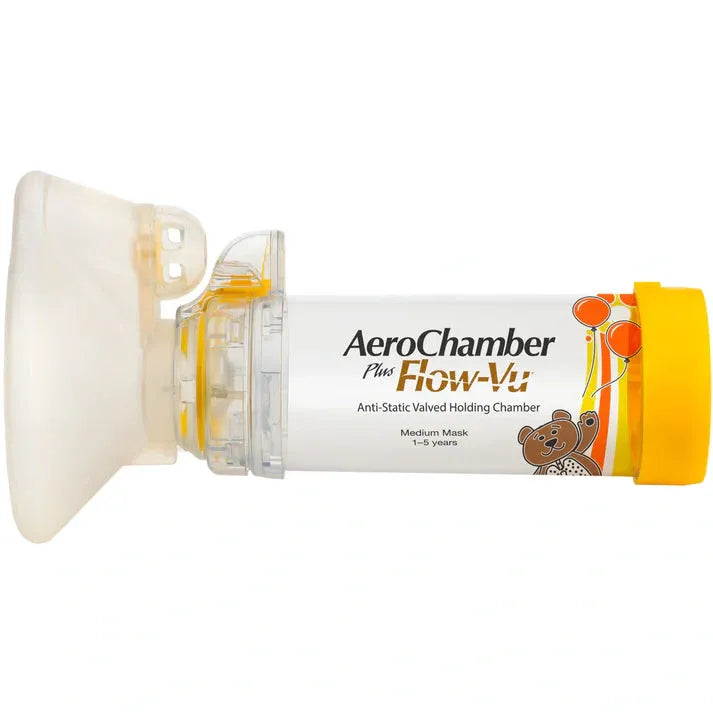 Aerochamber Plus Flow-Vu Tilanjatke Aikuisille Keskikokoisella Maskilla - Apteekki 360 Helsinki - Verkkoapteekki