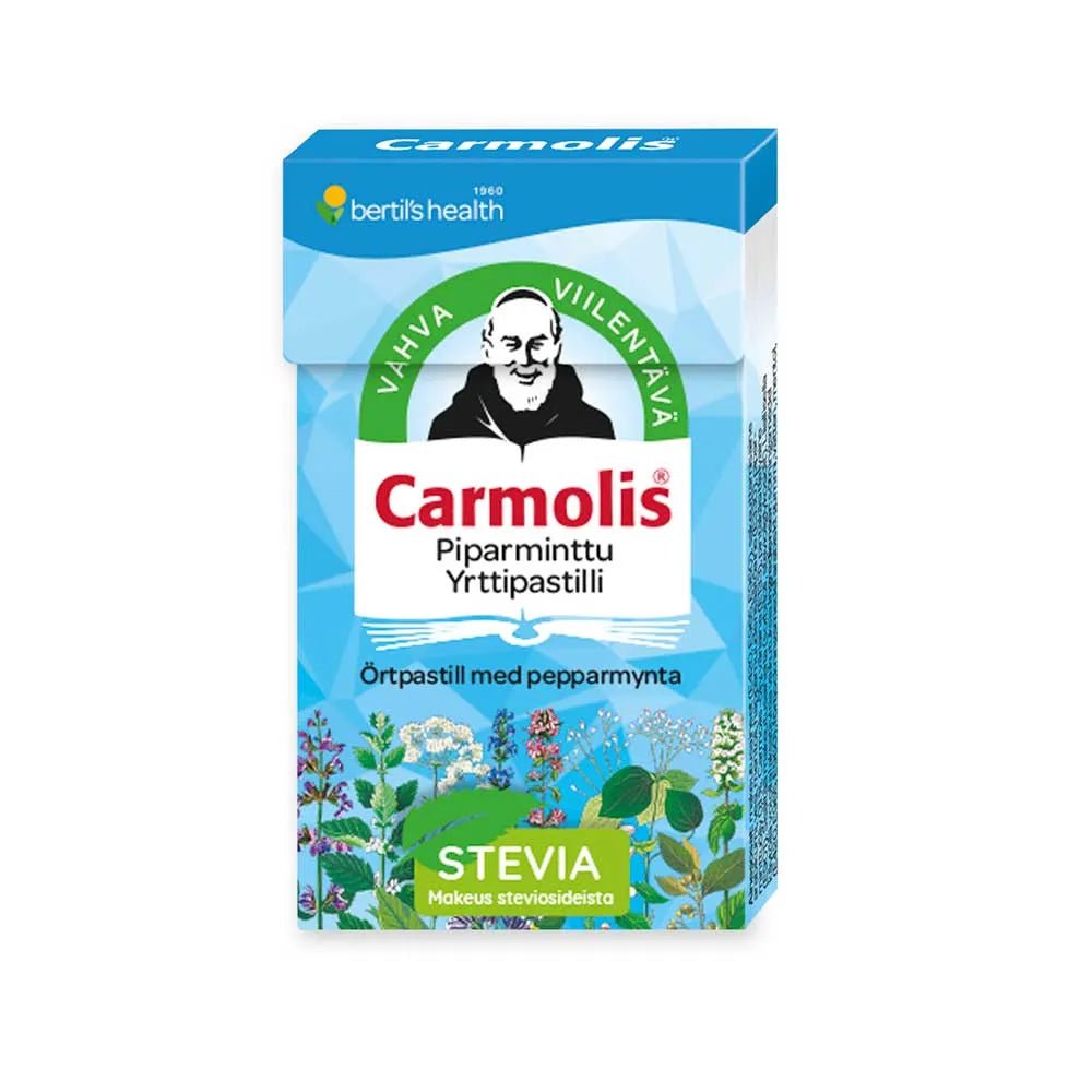Carmolis Piparminttu Yrttipastilli - luonnollinen yrttipastilli, joka sisältää piparminttua ja muita yrttejä