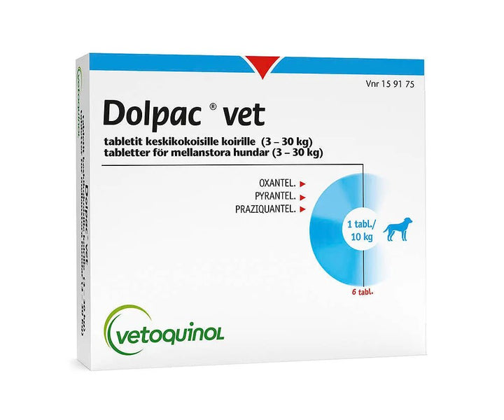 Dolpac Vet Tabletit Keskikokoisille Koirille 50 Mg/144 Mg/200,28 Mg Tabl 3-30 Kg - Apteekki 360 Helsinki - Verkkoapteekki