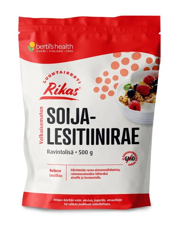 Rikas Soijalesitiinirae - luontainen, valkaisematon ravintoaine edistämään rasva-aineenvaihduntaa