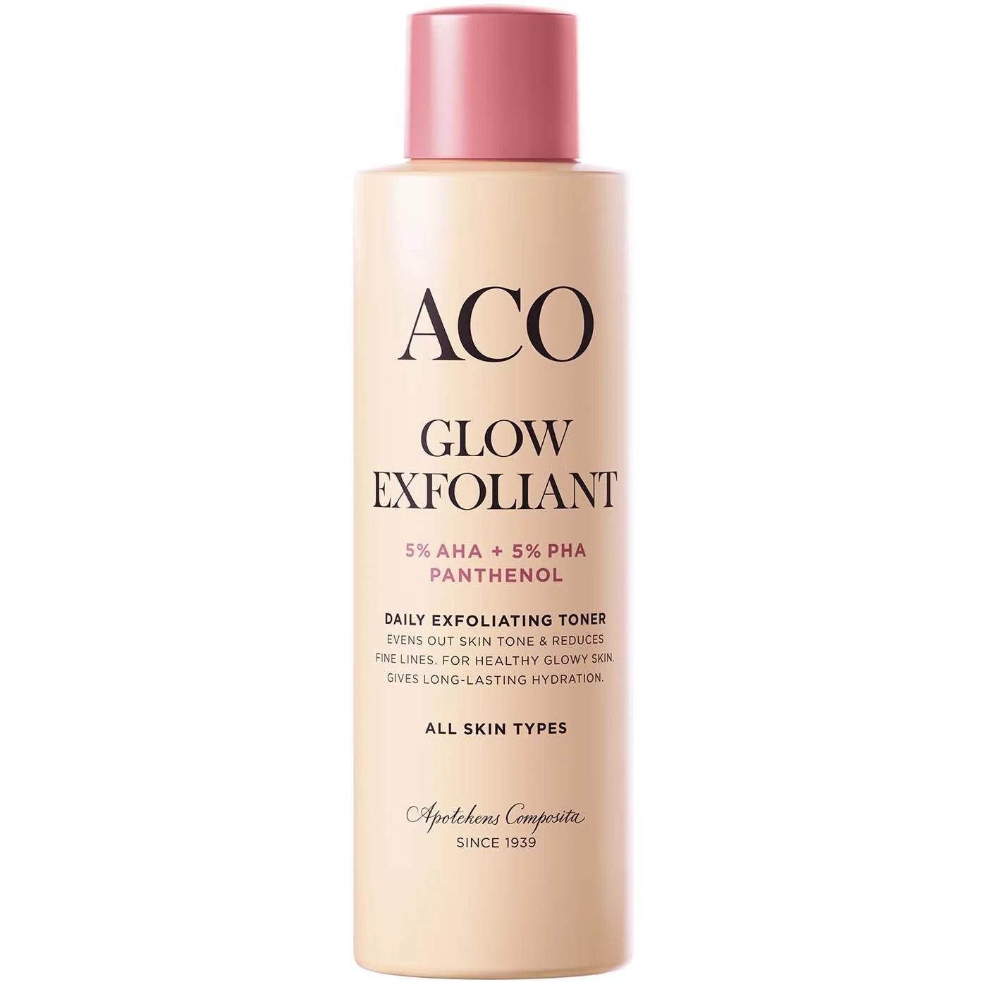 ACO Face Glow Exfoliant Toner Hajusteeton 150 ml - Kasvojen kuoriva ja tasapainottava ihonhoitovesi