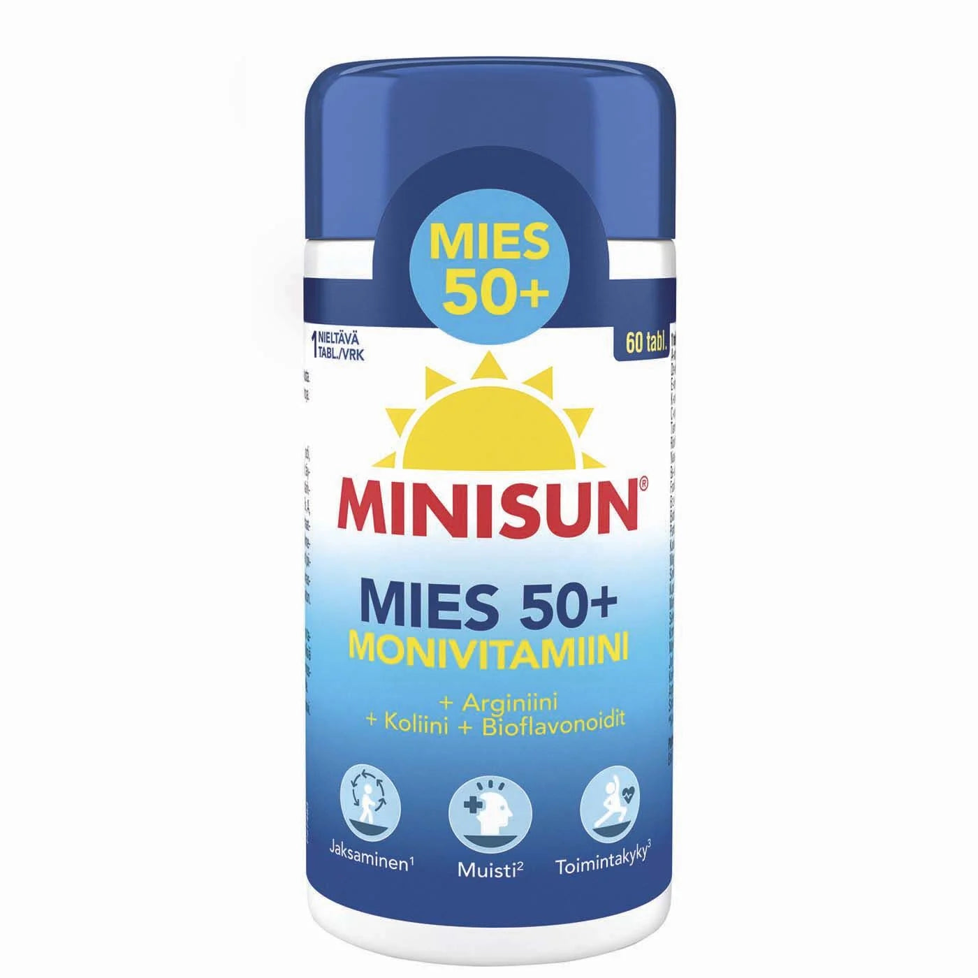 Minisun Monivitamiini Mies 50+ 60 tablettia - Monipuolinen ravintolisä miehille yli 50-vuotiaille