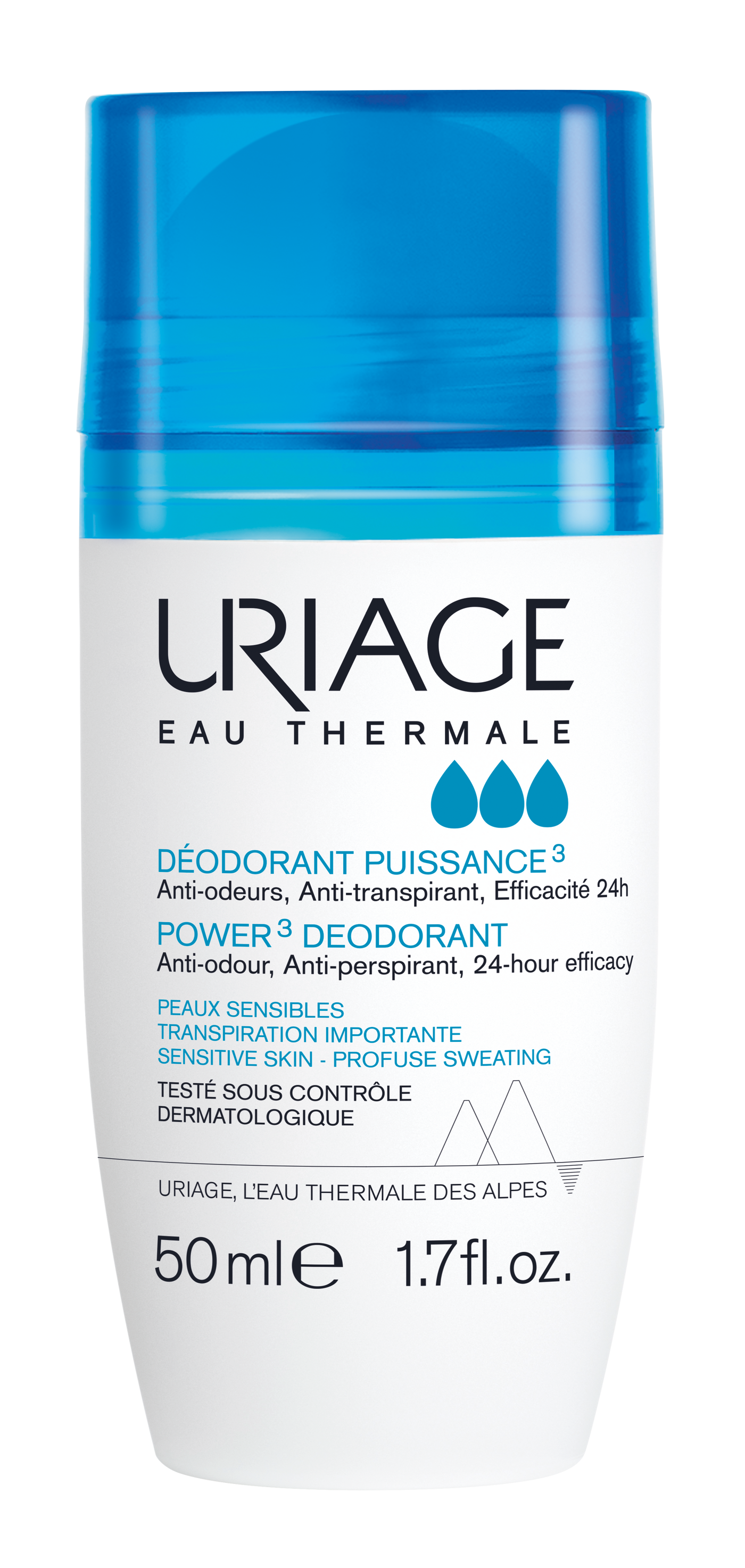 Uriage Power3 Deodorant Roll-on 50 ml - tehokas ja pitkäkestoinen deodorantti