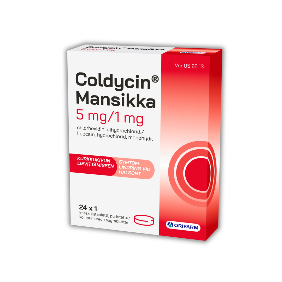 COLDYCIN MANSIKKA 5/1 MG imeskelytabletti 24 fol