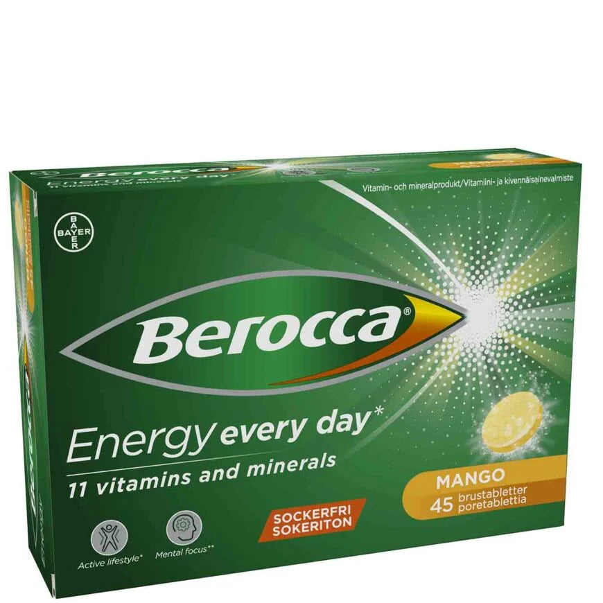 Berocca Energy Mango poretabletti 45 kpl - Vitamiinivalmiste lisäämään energiatasoja