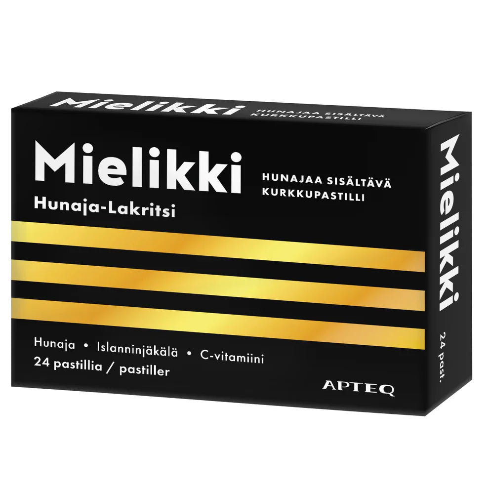 Apteq Mielikki Kurkkupastilli Hunaja-Lakritsi 24 tabl