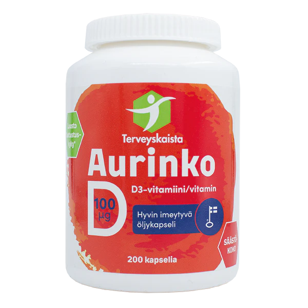 Terveyskaista Aurinko D 100 mikrog 200 kaps