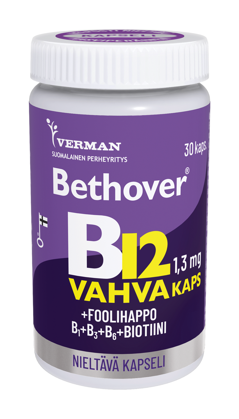 Bethover Strong B12 Nieltävä Kapseli, joka sisältää vahvan B12-vitamiinin annoksen