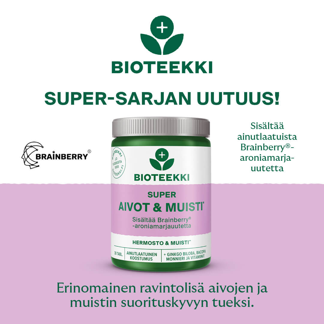 Bioteekki Super Aivot & Muisti 30 tabl - luonnollinen ravintolisä muistille ja aivoille