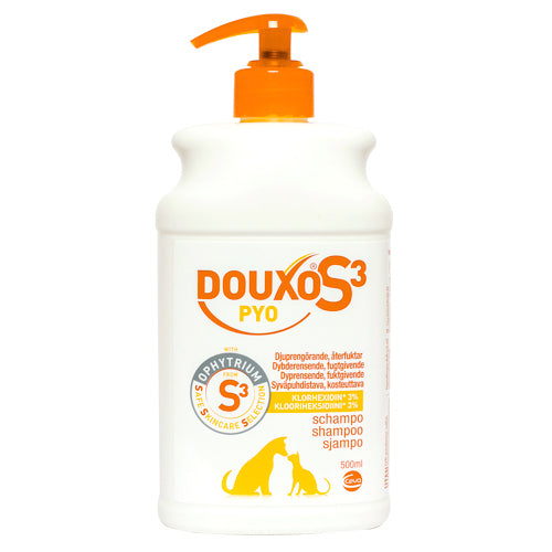 Douxo S3 Pyo Shampoo, joka auttaa vähentämään ihon tulehdusta ja ärsytystä