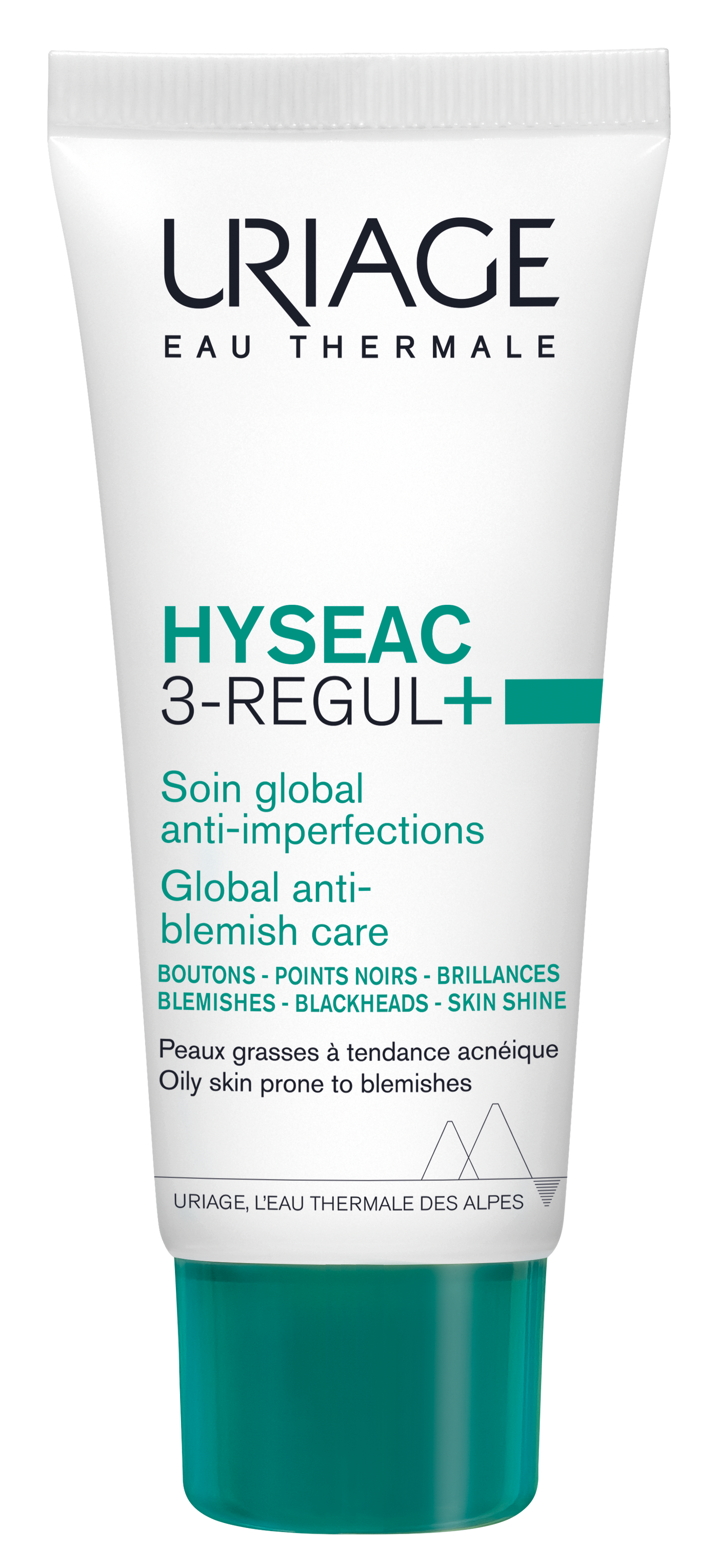 Uriage Hyseac 3-Regul+ -anti-blemish global care 40 ml tuotekuvaus alt teksti: Uriage Hyseac 3-Regul+ -anti-blemish global care 40 ml tuote kuva, joka auttaa kontrolloimaan epäpuhtauksia ja sopii herkälle iholle