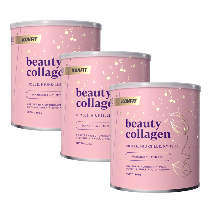 ICONFIT Beauty Collagen 3 x 300 g - Mansikka-Minttu