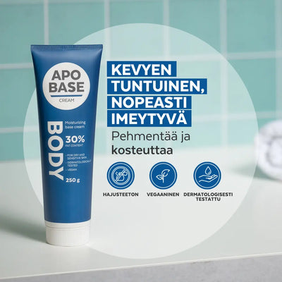 Apobase Creme 30% Perusvoide kosteuttaa, pehmentää ja hoitaa herkkää ihoa