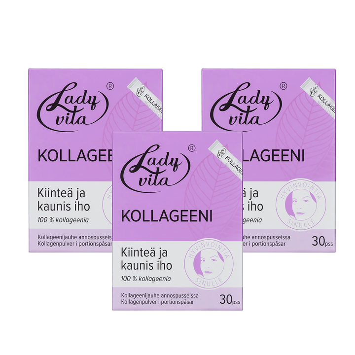 Ladyvita Kollageenijauhe 3 x 30 pss, säästöpakkaus