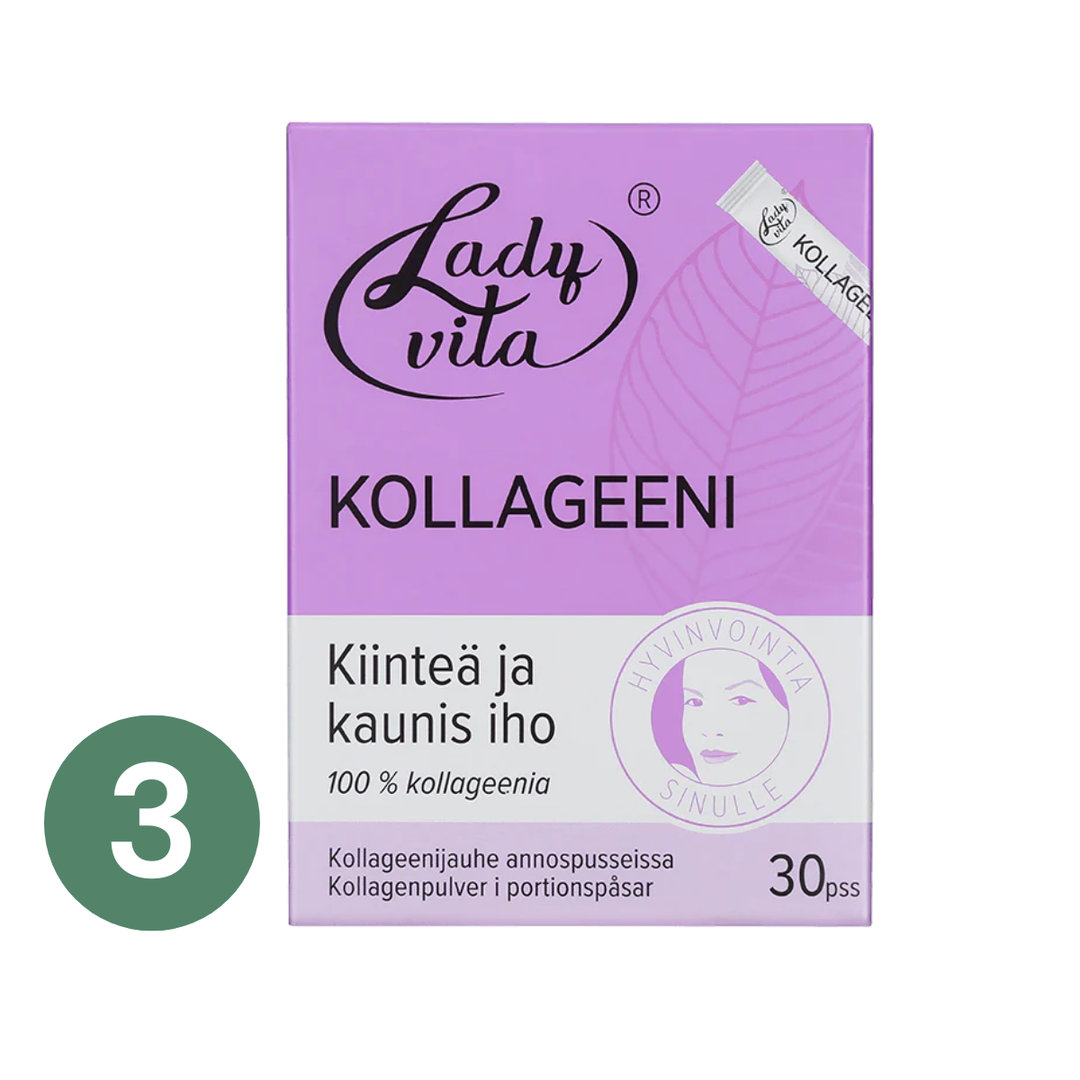 Ladyvita Kollageenijauhe 3 x 30 pss, säästöpakkaus