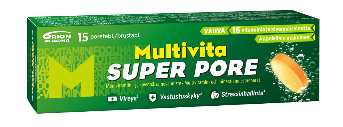 Multivita Super Pore monivitamiini 15 poretablettia - monivitamiinivalmiste kauneudenhoitoon ja terveyteen