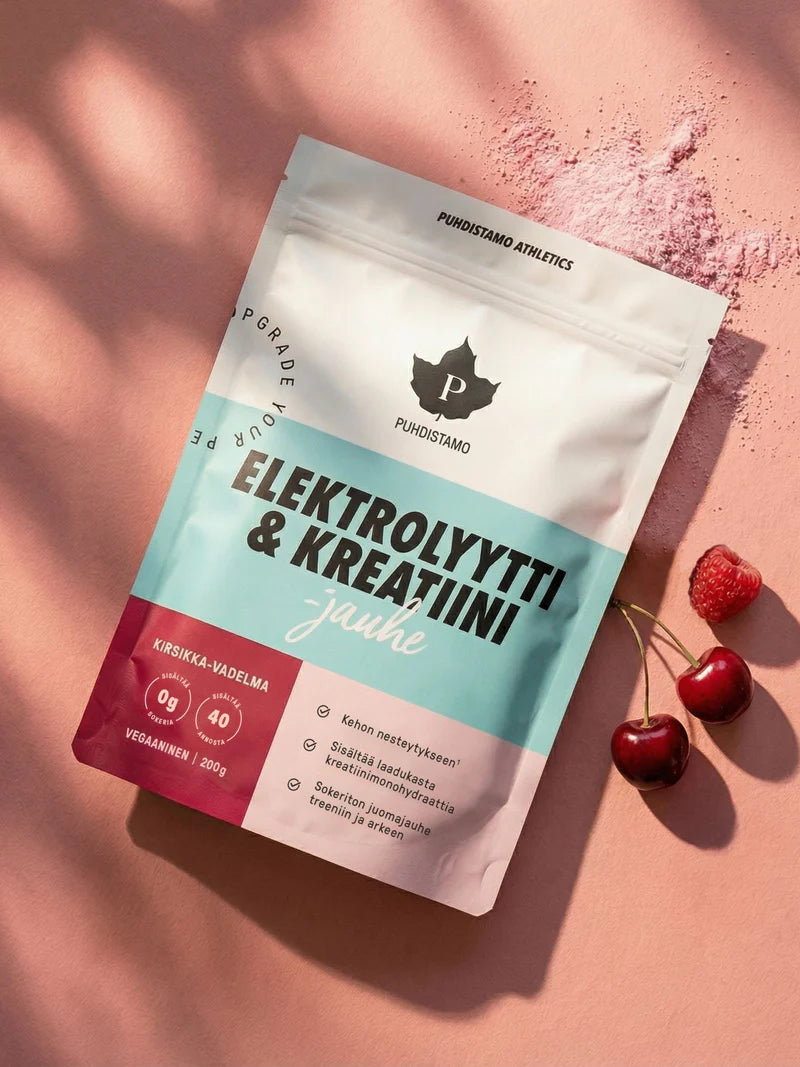 Puhdistamo Elektrolyytti & Kreatiini Kirsikka-Vadelma 200 g