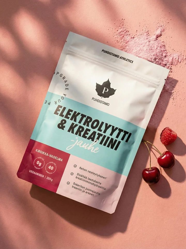 Puhdistamo Elektrolyytti & Kreatiini Kirsikka-Vadelma 200 g