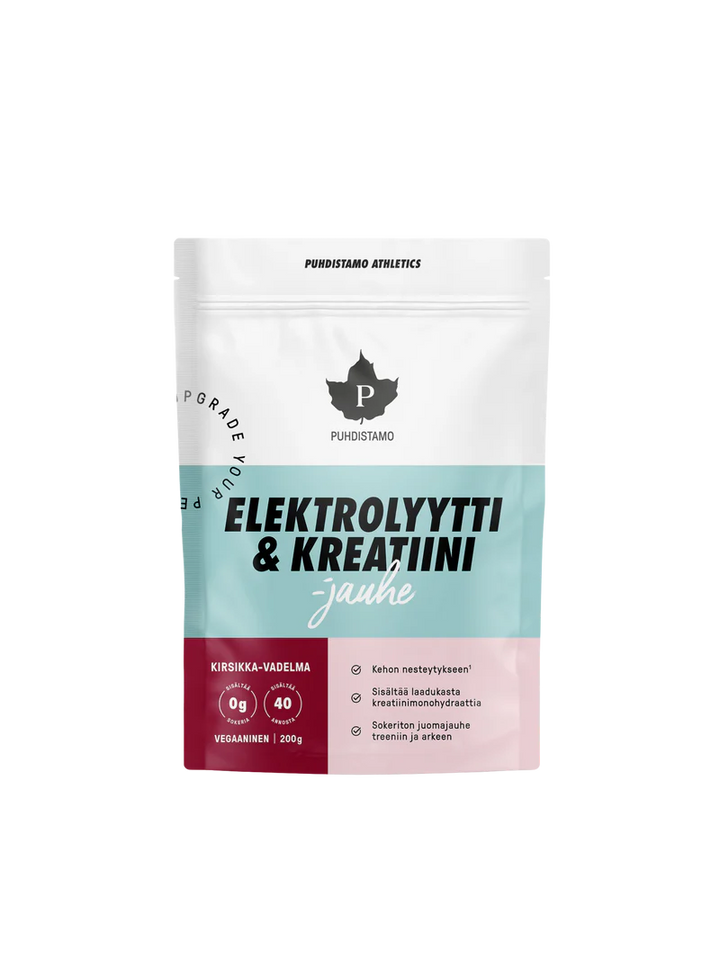 Puhdistamo Elektrolyytti & Kreatiini Kirsikka-Vadelma 200 g