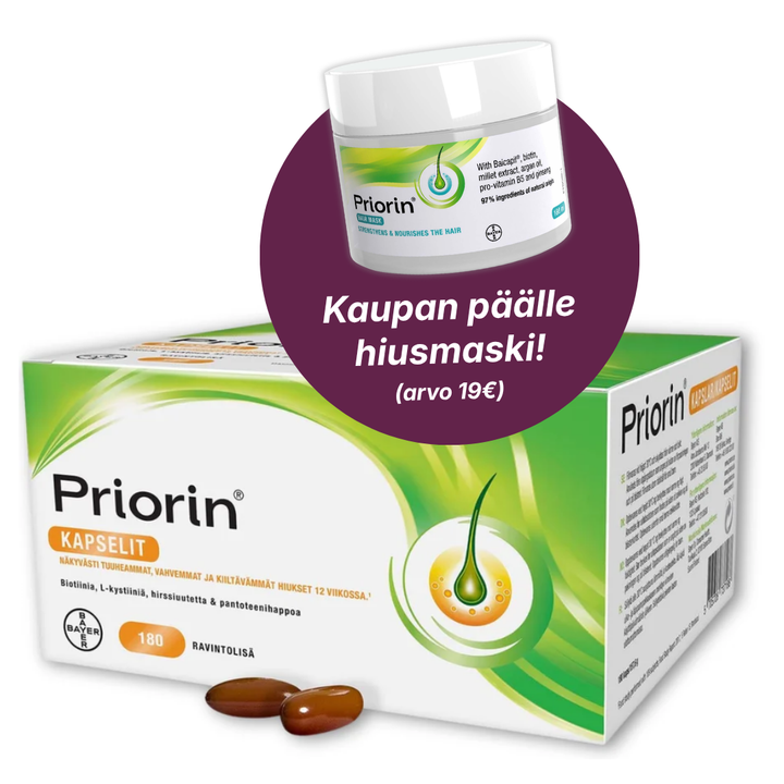 Priorin-kapselit 180 kaps. (Kaupan päälle hiusmaski)