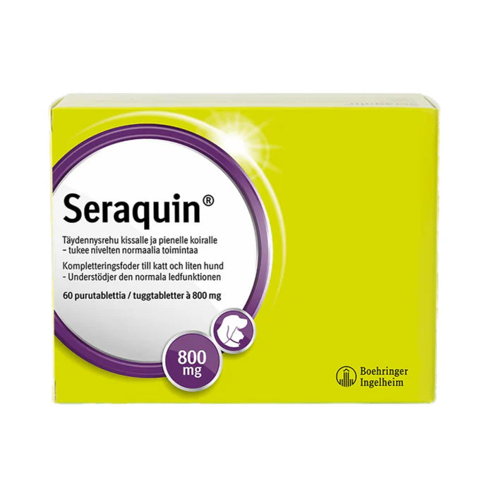 Seraquin 800 mg 60 purutablettia - tehokas nivelten tukeminen koirille ja kissoille