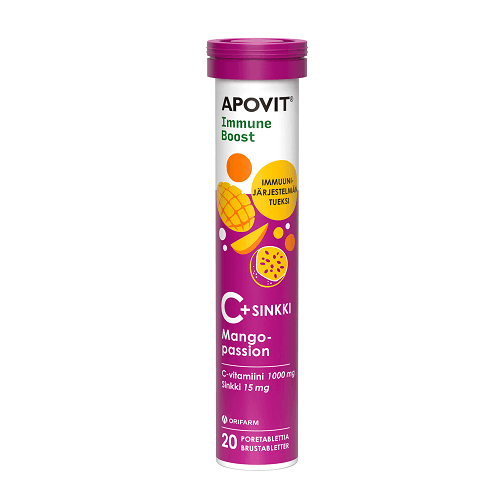 Apovit Immune Boost C-vitamiini ja Sinkki, Mango-passion tuote kuvaus
