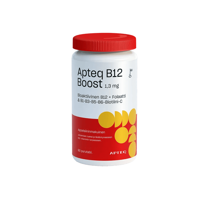 Apteq B12 Boost 1,3 Mg, 60 purutabl ja 100 purutabl - Apteekki 360 Helsinki - Verkkoapteekki
