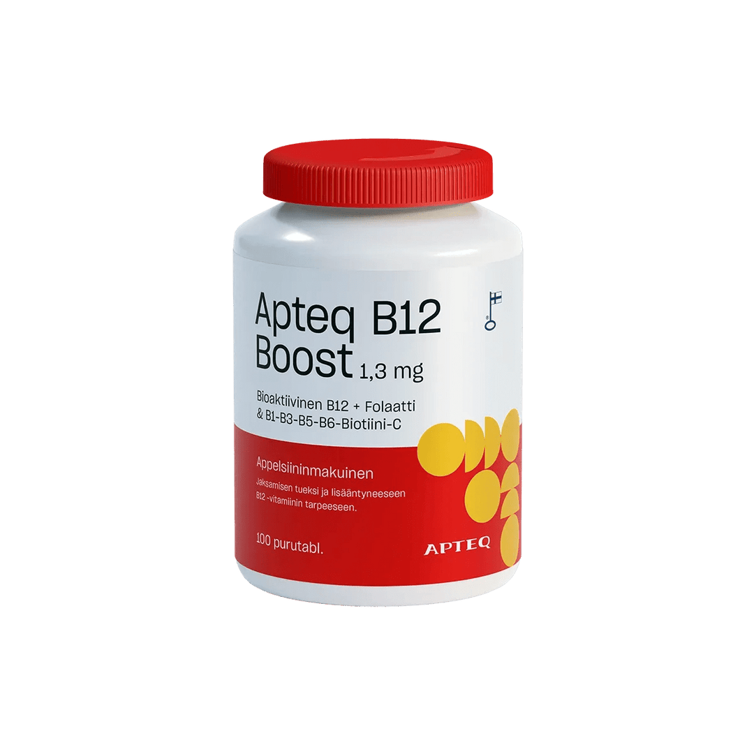Apteq B12 Boost 1,3 Mg, 60 purutabl ja 100 purutabl - Apteekki 360 Helsinki - Verkkoapteekki