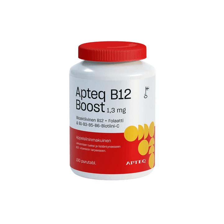 Apteq B12 Boost 1,3 Mg, 60 purutabl ja 100 purutabl - Apteekki 360 Helsinki - Verkkoapteekki