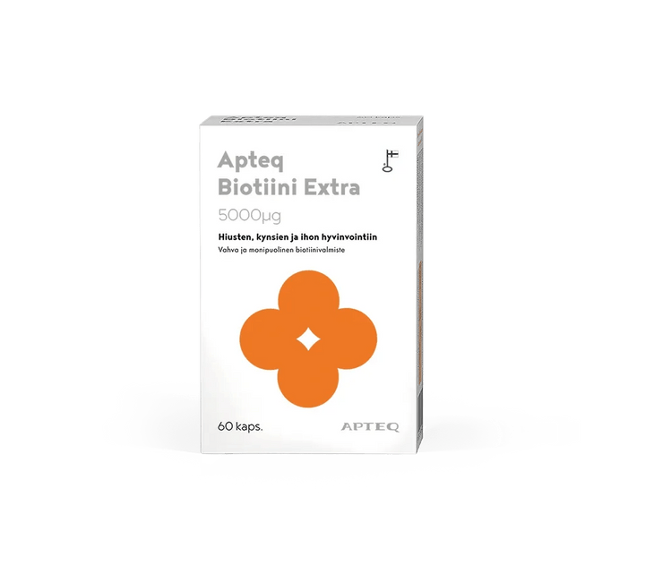Apteq Biotiini Extra 5000 Mikrog, 60 kaps ja 180 kaps - Apteekki 360 Helsinki - Verkkoapteekki