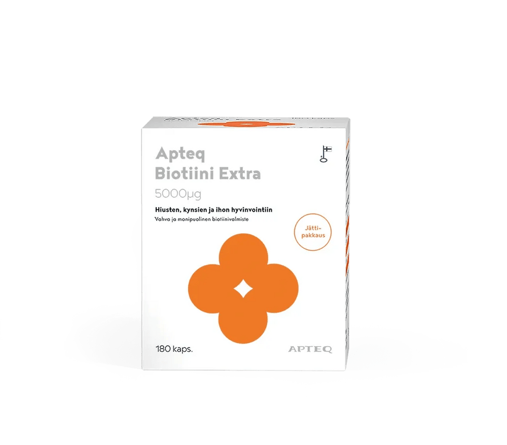 Apteq Biotiini Extra 5000 Mikrog, 60 kaps ja 180 kaps - Apteekki 360 Helsinki - Verkkoapteekki