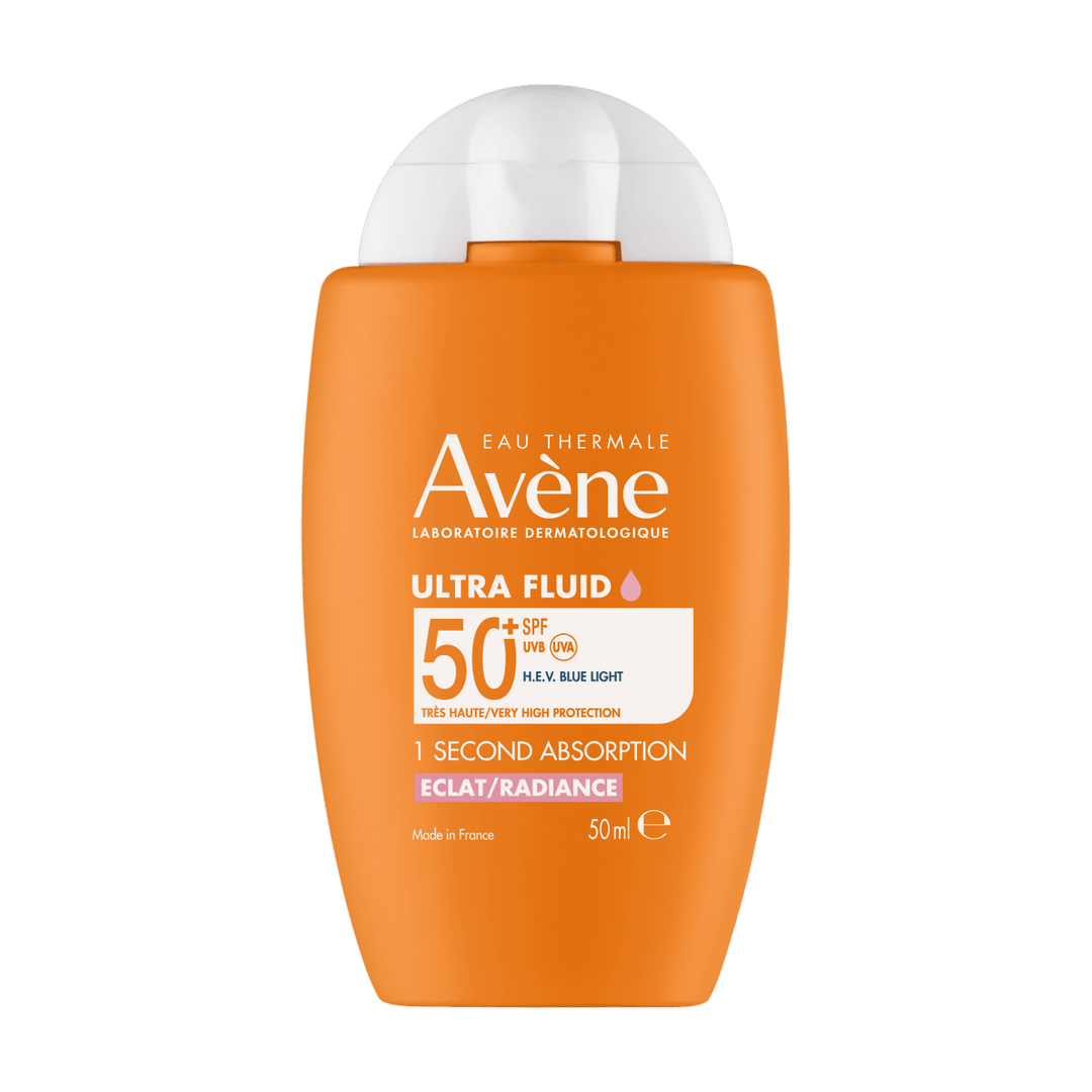 Avene Ultra Fluid Radiance SPF50+ 50 ml - aurinkosuojavoide kasvoille, joka antaa korkean suojan UV-säteitä vastaan samalla kun se kosteuttaa ja antaa iholle hehkua