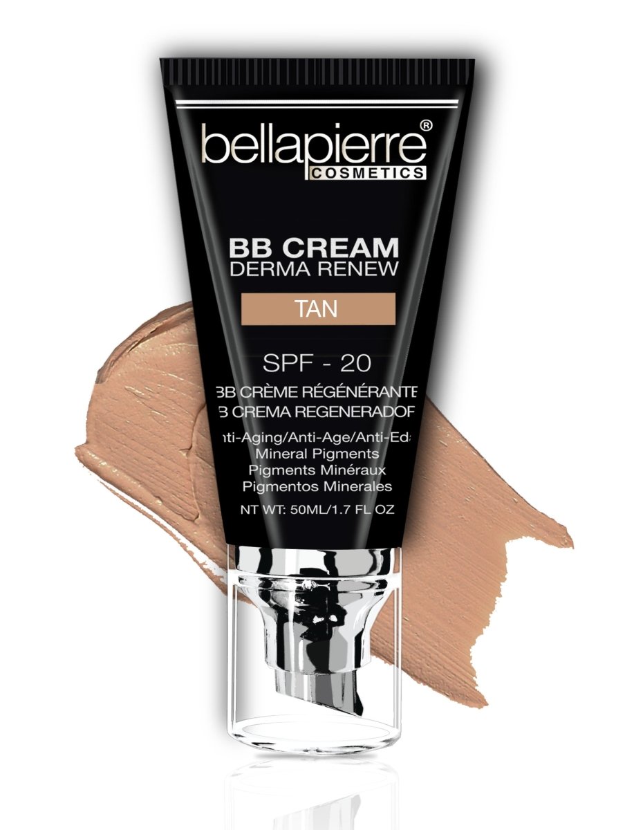 An image of Bellápierre BB Cream SPF20 in the Tan shade, a multi-functional product for natural-looking coverage and sun protection