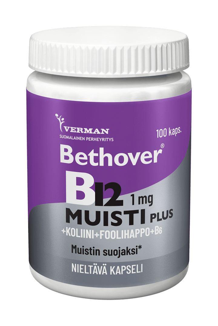  Nainen ottamassa Bethover B12 Muisti Plus -lisäravinnetta 