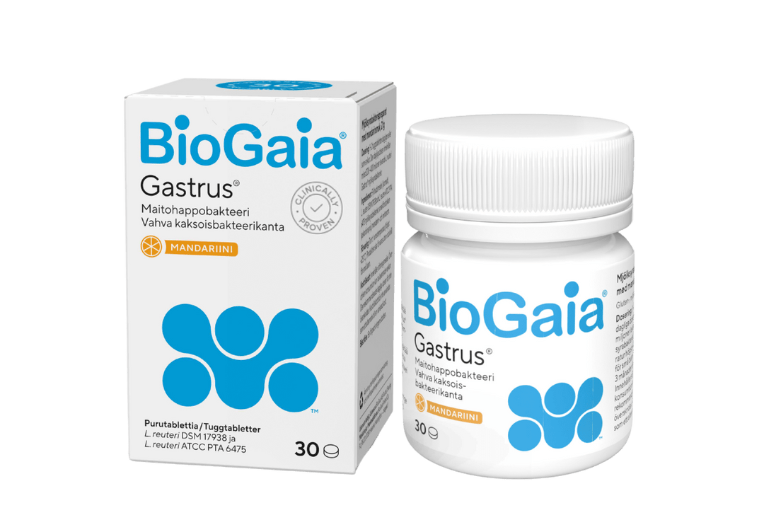 BioGaia Gastrus -maitohappobakteerivalmiste, vahva ja kliinisesti tutkittu