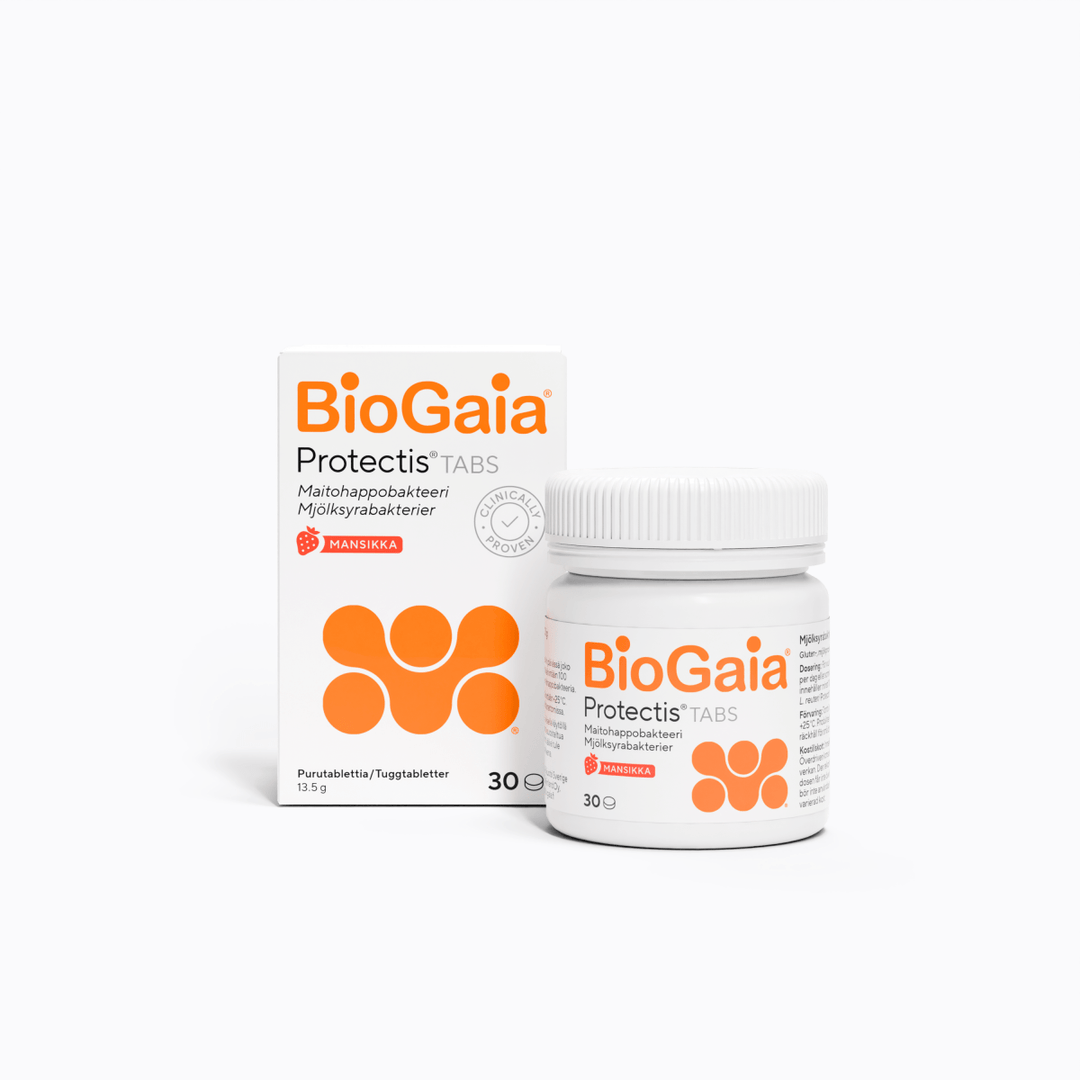 BioGaia Tabs Mansikka maitohappobakteeri purutabletti 