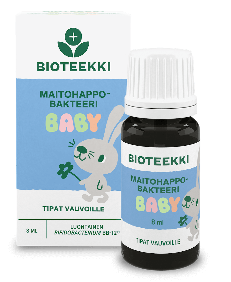 Bioteekki Maitohappobakteeri Baby Tipat Vauvalle 8 ml - Luonnollinen ja tehokas maitohappobakteerivalmiste vauvoille