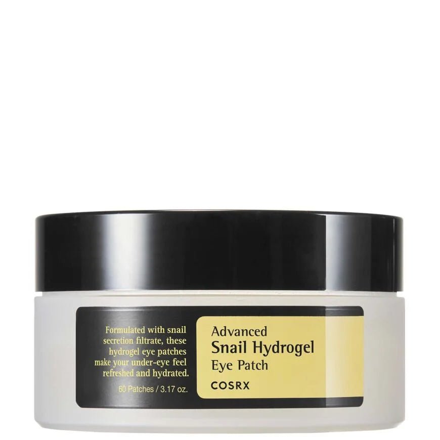 Kuva COSRX Advanced Snail Hydrogel Eye Patch -tuotteesta, joka kosteuttaa ja elvyttää silmänympärysihoa