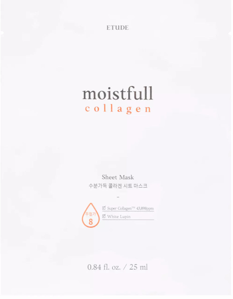 Kuva Etude Moistfull Collagen Sheet Mask kangasnaamiosta, kosteuttava ja kollageenia sisältävä kasvonaamio